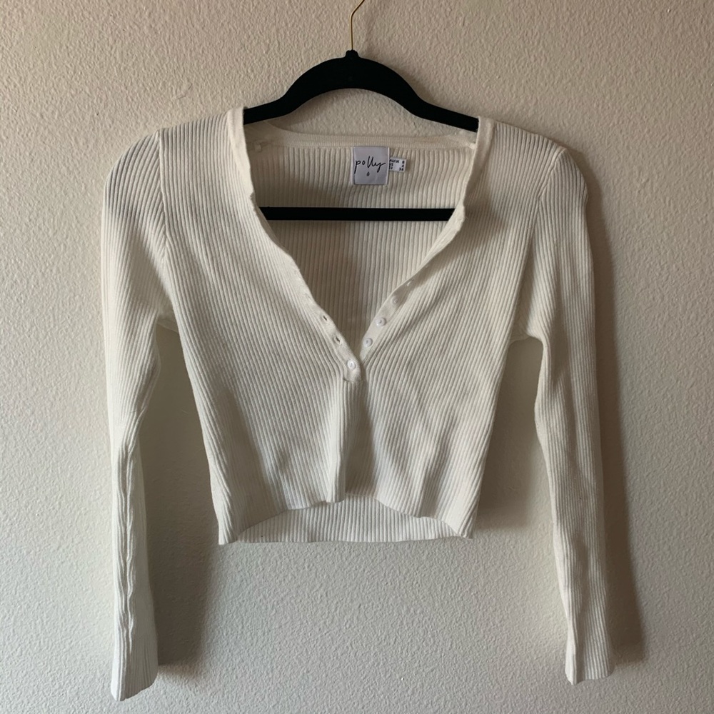 Princess Polly Cropped Long Sleeve Buffon Up top